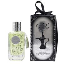 ادکلن عربی درهم مردانه Dirham  یک  ادکلن مردانه از شرکت ارض زعفران با رایحه : شیرین ، تند ، خنک ، گرم ، شرقی دارای رایحه های اورجینال و ط